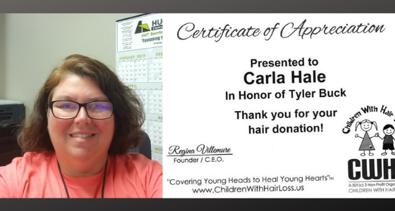 Carla Hale Donates To Children With Hair Loss